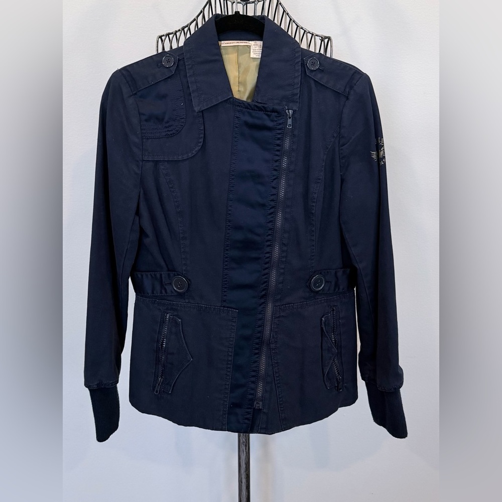Vintage DKNY Navy and Gold Lined Jacket
